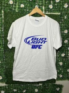 Vintage Y2K Bud Light Beer Of The UFC Size Large T-Shirt White Tee Hanes 海外 即決