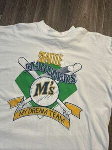 Vintage 90s Seattle Mariners MLB Baseball Griffey White T-Shirt XL 海外 即決