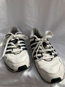 K-Swiss White With ネイビー Stripes Men’s Sneakers, Retro/ヴィンテージ style. USA 25cm(US7). 海外 即決