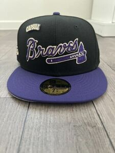 DS NEW ERA SZ 7 3/8 ATLANTA BRAVES FITTED GREY UV LIDS HATCLUB CAPSULE RARE 海外 即決