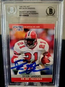 1990 Pro Set Signed ON CARD Deion Sanders Bgs Auto Dallas Cowboys 海外 即決