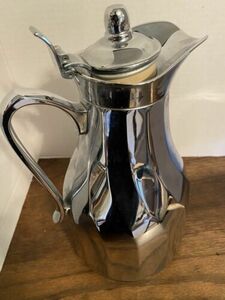 MCM Vtg Shiney Chrome Alfi Carafe Glass Vacuum Insulated Made In Western Germany 海外 即決
