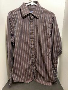Sean John 15.5 32/33 Mens Tailored-Fit Black Button Up Dress Shirt Double Cuff 海外 即決