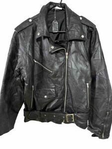 Vintage 90's Flight Path Leather Jacket S Deadstock Moto Biker Patchwork Black 海外 即決