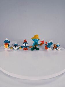 Lot of 6 Smurfs Plastic PVC Figures Cake Toppers Toys Vintage 70s 80s Peyo 海外 即決