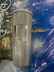 Walt Disney World StarBucks Silver Chrome Studded Cup Tumbler New In Hand 海外 即決