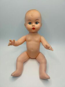 Vtg Baby Doll Drink And Wet 8" Rubber Face Molded Hair Blue Eyes Hong Kong 海外 即決