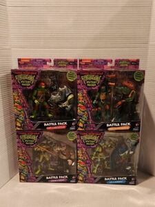 TMNT Mutant Mayhem BATTLE PACKS RAPH MIKEY LEO DONNIE SET OF 4 Walmart Playmates 海外 即決