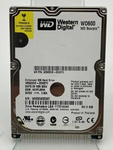 Western Digital 60GB Scorpio WD600VE 5400RPM 8MB ATA-100 2.5" Laptop Hard Drive 海外 即決