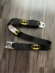 Batman Seatbelt Belt DC Comics Black & Yellow Seat Belt Mens Buckle Down 海外 即決