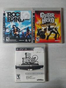 Rock Band 2, Guitar Hero World Tour, DJ Hero 2! LOT OF 3! (PlayStation 3, ps3) 海外 即決