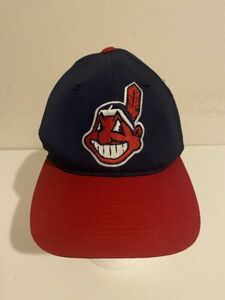 Cleveland Indians Hat Blue Red Snap Back Chief Wahoo Team MLB Outdoor Cap 海外 即決