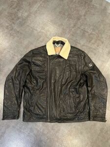 Rare hugo boss leather jacket men Size 46R US, 56UK. REAL FUR 海外 即決