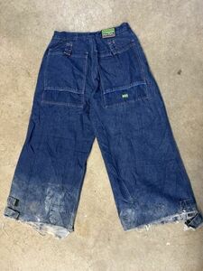 Vintage 90s/Y2K Kik Girl Grunge Baggy Denim Rave Sz 7 28x24 Thrashed Skate JNCO 海外 即決