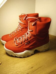 Fila Disruptor Ballistic Womens Shoe Size 8.5 Red/White Hightop Shoes Boots 海外 即決