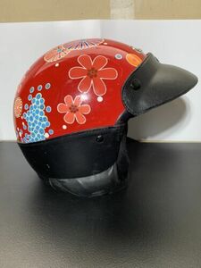 Vintage Vespa Helmet 2005 Gt 200 M-57 Red Floral Helmet DOT RARE scooter Helmet 海外 即決