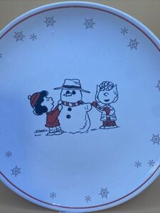 Peanuts Lucy & Sally with Snowman Christmas 7” Plate 海外 即決