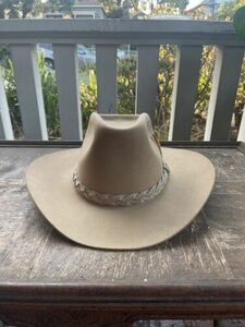 Vintage John B Stetson Hat 4X Beaver Rancher Size 7-1/2 Beige Fur Cowboy Western 海外 即決