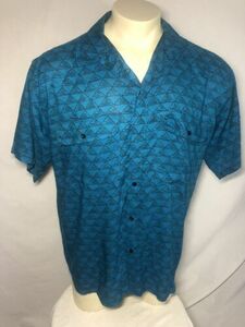 Vintage Grapefruit Moon Hawaiian Shirt Pullover Rayon Mens Large Teal 海外 即決