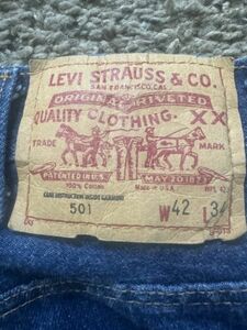 Vintage Levi's 501 Blue Jeans USA Made 42x34 552 Button 83-86 1980’s Shrink 10% 海外 即決