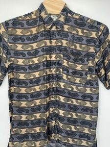Vintage Bogari Mens Shirt Medium 100% Silk Print Short Sleeve Top 海外 即決