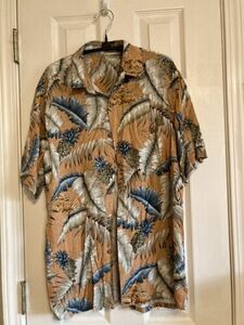 Vintage Unbranded Medium Hawaiian Camp Shirt Tropical Leaf Multicolored 海外 即決
