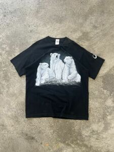 VINTAGE Mens Polar Bear Shirt Size XL Black Oversized Omaha Zoo Made in USA 90s 海外 即決