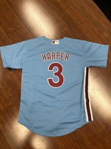 Bryce Harper #3 Philadelphia Phillies Retro Blue Jersey Stitched YOUTH MED 10/12 海外 即決