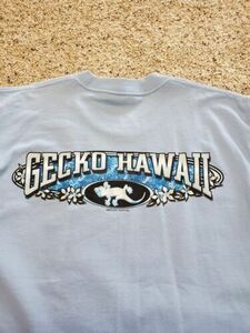 Vintage GECKO Hawaii T Shirt Large Mens Blue Short Sleeve Graphic USA Made 90s 海外 即決
