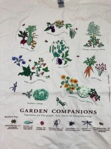 Garden Companions T-shirt Size XL Veggies Gardening Bugs Plants 海外 即決