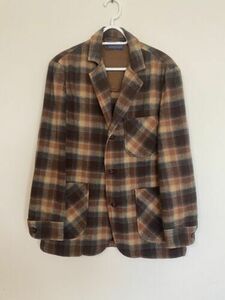 Pendleton 100% Virgin Wool 3 Button Sport Jacket Blazer Medium Plaid MADE USA 海外 即決