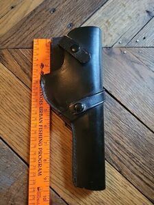 Brauer Pistol Holster Black leather H32 R, 9-1/2" Long - Vintage USA St. Louis 海外 即決