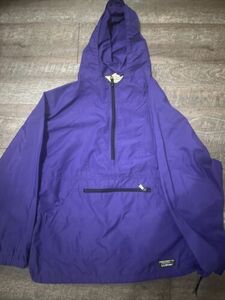 Vintage L.L. Bean Purple Full Zip Nylon Windbreaker Rain Jacket Adult Size Med 海外 即決