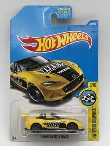 2015 Hot Wheels '15 Mazda MX-5 Miata Yellow 80/365 HW Speed Graphics #9/10 DTX65 海外 即決