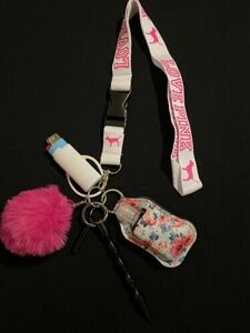 Pink Lanyard Key Chain Set 海外 即決