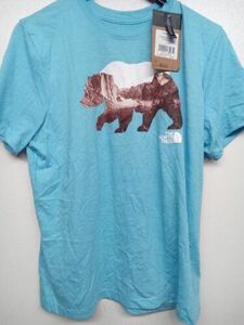 North Face T-Shirt Tee Bear Mountains Blue Graphic Outdoor Women’s Large L #X4C 海外 即決