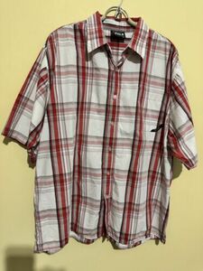 Southpole Shirt Mens XL White Red Black Plaid Short Sleeve Button Up Embroidered 海外 即決