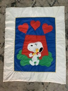 Vintage Peanuts Snoopy Balloon Fabric Quilted Baby Blanket Hearts Love 1958 海外 即決