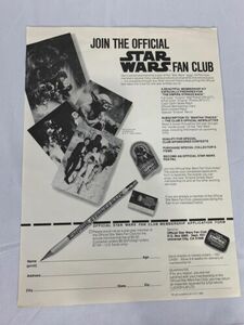 1980 LFL JOIN THE OFFICIAL STAR WARS FAN CLUB Form! - Rare Unique Collectible! 海外 即決