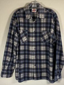 Dickies’ Men’s Long Sleeve Workwear Button Up Shirt Blue Plaid Flannel Large VTG 海外 即決