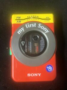 My First Sony Walkman WM-F3030 Working Cassette Player Portable Red New Belts!! 海外 即決