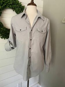 American Eagle Men's Vintage Fit Grey/White Striped Pocketed Shirt Sz L (E1) 海外 即決