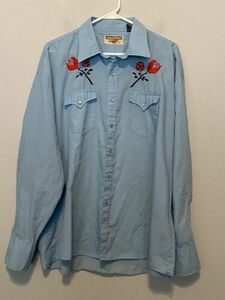 Vintage Authentic Western Youngbloods Pearl Snap Long Sleeve Shirt Roses 2XL 海外 即決