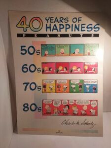 Vintage Peanuts 40 Years of Happiness Hallmark Poster Lot #425 海外 即決