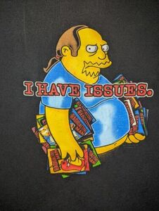 VINTAGE SIMPSONS SHIRT SIZE XL COMIC BOOK GUY I HAVE ISSUES BLACK TSHIRT 海外 即決