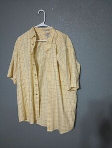 Vintage L.L. Bean Wrinkle Resistant Short Sleeve Shirt Mens XXL Yellow 海外 即決