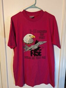 Vintage 1989 F-15 Combined Test Force Shirt Pink Size Men's Large (21 X 29 Used 海外 即決