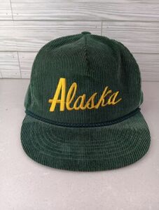 Vintage Alaska Trucker Rope Hat Green Corduroy Snapback Souvenir Store Style Cap 海外 即決