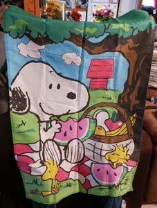 Peanuts SNOOPY Woodstock Watermelon Spring Yard Flag Banner Large 29" X 40" 海外 即決