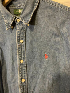 Vintage Hunt Club Mens Sz XL Denim Button Shirt Red Pony 海外 即決